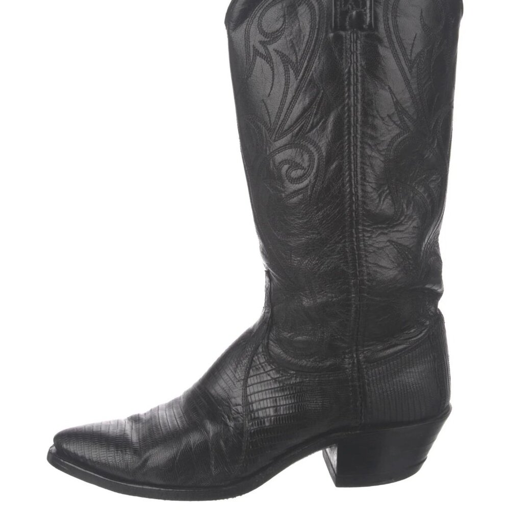 Dan Post Leather Floral Print Western Boots Black Size 6.5